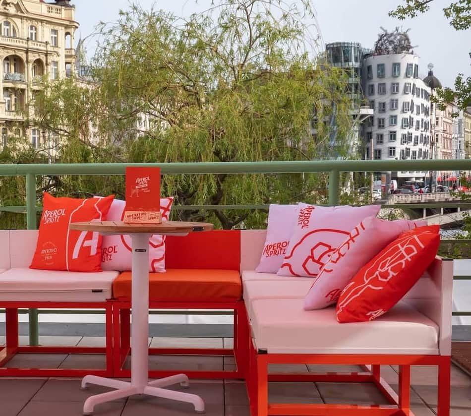 Aperol Spritz terrace Mánes Praha